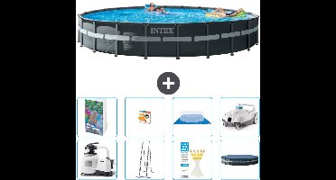 Intex Rond Ultra XTR Frame Zwembad - 732 x 132 cm - Inclusief Pomp - Ladder - Grondzeil - Afdekzeil - Speelgoed - Stofzuiger - 9-delig