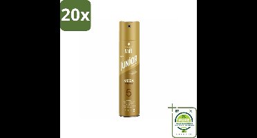 20 x Taft - Mega Strong 5 - Junior Haarspray - Extra sterke hold voor kids - 250 ml - Grootverpakking - Haarspray - Sterke Fixatie - Milde Haarspray - Vegan Haarspray - Haarspray Voor Kinderen