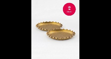 vtwonen - Dienbladen Dots - Goud - Metaal - Set van 2 - 13,5 x 2 cm