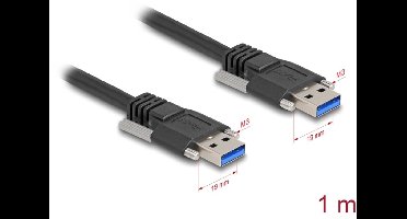Delock USB 5 Gbps Cable Type-A male to Type-A male with screw distance 19 mm / M3 screws 1 m black
