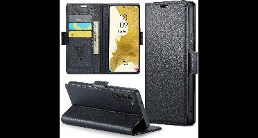 Hoesje geschikt voor Samsung Galaxy S22 - HyperCase Book Cover Kunstleer Zwart