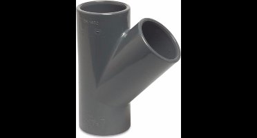 Mega T-stuk 45° PVC-U 50 mm lijmmof 16bar grijs
