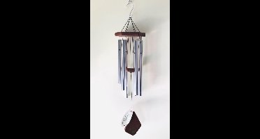 Nature's Melody Premiere Grande Tunes silver Muziek windgong  /  Windorgel met 6 mat zilver stalen buizen .Het windgonggeluid is afgestemd .70cm