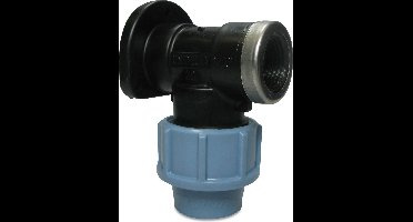 Unidelta Muurplaat 90° PP 25 mm x 3/4" knel x binnendraad 16bar zwart/blauw DVGW/KIWA/WRAS