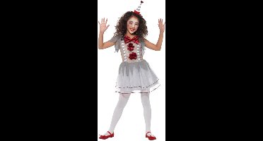 Smiffys - Vintage Clown Girl Kinder Kostuum - Kids tm 12 jaar - Grijs/Rood
