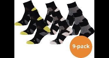Xtreme Sockswear Fietssokken Quarter - 9 paar Zwarte fiets sokken - Enkelhoogte - Maat 42/45