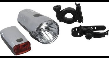 FISCHER FAHRRAD 85330 Fietsverlichtingsset LED werkt op batterijen Zilver (mat)