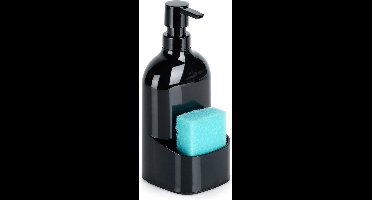 Afwasmiddeldispenser met Sponsbak Zwart 500 ml - Zeepdispenser voor De Keuken - Vaatwasmiddeldispenser