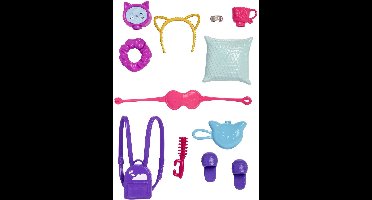 Barbie Accessoires Set met o.a. een Rugzak, Slippers, Kussen en nog veel meer