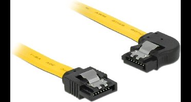 SATA datakabel - recht / haaks naar rechts - plat - SATA600 - 6 Gbit/s / geel - 0,30 meter