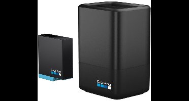 GoPro Dual Battery Charger + Battery - Dubbele Batterijlader - Voor HERO5/6/7 Black - Inclusief Accu - Zwart