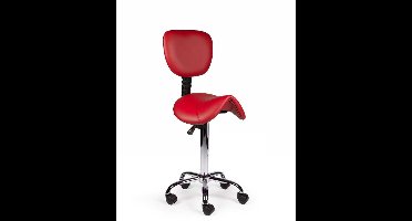 Ergonomische Zadelkruk met Rugleuning Rood op Wielen Standaard (50-68cm) / zonder Voetsteun / Standaard wielen