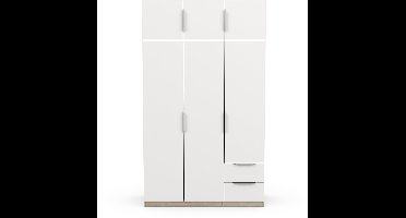 Kledingkast Spectre 120cm 6 deuren & 2 lades - mat wit/eik