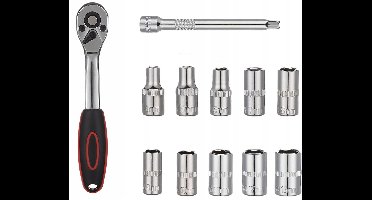 Ratelsleutel Set 1/4" met 10 Doppen (4-13mm) & Verlengstuk