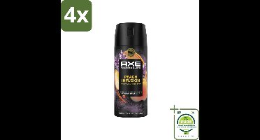 Axe – Deodorant – Peach Infusion – 150 ml - Voordeelverpakking - 4 stuks - Axe deodorant - Bodyspray