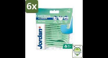 Jordan - Flosser - Easy Reach - Munt Smaak - 25 Ragers - Voordeelverpakking - 6 stuks - Tandenflosser - Tanden reinigen