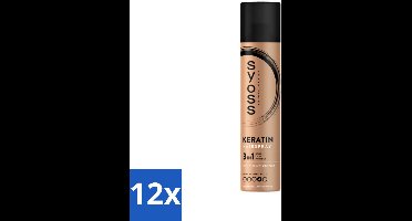 12 x Syoss - Keratin - Haarspray - Versterkt & Fixeert - 300 ml - Haarspray - Styling - Haarverzorging - Keratin - Glans