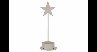 Theelichthouder Star Filled Creme 6x6xh1 6,3cm Langwerpig Metaal