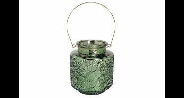 Lantaarn Nora Groen 12,7x12,7xh14,5cm Ro Nd Glas