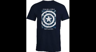Marvel - Captain America - Navy Men's T-shirt - Who will wield the shield? - XL