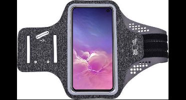 Hoesje Geschikt voor Samsung Galaxy S10 hardloop telefoonhouder – armband - sportband - van stof - Zwart