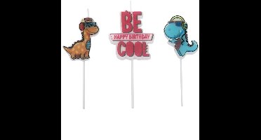 Taartkaarsje Happy Birthday Dino's