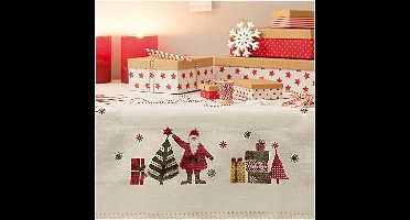 Borduurpakket tafelkleedje kerstman met boom van Rico
