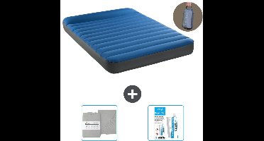 Intex Luchtbed - Twijfelaar - 137 x 191 x 22 cm - Blauw - Inclusief pomp - Hoeslaken en Reparatieset