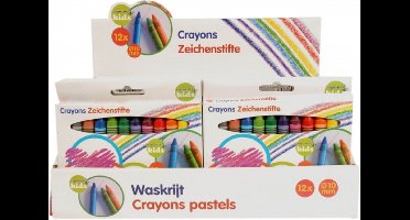 Topwrite kinder waskrijtjes - 12x stuks - gekleurd mix - stiften - creatief speelgoed