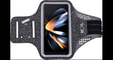 Hoesje Geschikt voor Samsung Galaxy Z Fold 4 hardloop telefoonhouder – armband - sportband - van stof - Zwart
