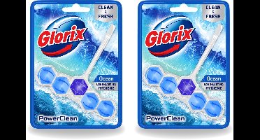 2 x Glorix - Toiletblok - Power Clean Ocean - Frisse Geur - 1 blok - Voordeelverpakking - 2 stuks