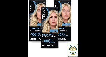 3 x SYOSS - Coloration 9-5 Frozen Pearl Blonde - Haarverf - Grijsdekking - Vermindert Haarbreuk - Haarverf - Permanente Haarkleuring - Grijsdekking - Keratine - Haarkleur