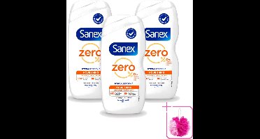 3 x Sanex Zero% - Douchegel - Verzorgend - Natuurlijke Ingrediënten - Droge Huid - 400 ml - Bulkverpakking - Douchegel - Droge huid