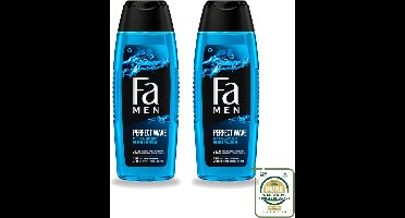 2 x Fa Men - Perfect Wave - 2 in 1 Douchegel & Shampoo - Menthol - 250 ml - Wasstrips - Douchegel En Shampoo Voor Mannen - Menthol Geur - 2 In 1 Douchegel En Shampoo - Lichaam En Haar Verzorging - Verfrissende Douche