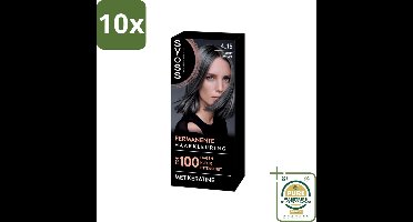 10 x SYOSS - Coloration 4-15 Dusty Chrome - Haarverf - Grijsdekking - Vermindert Haarbreuk - Grootverpakking - Haarverf - Permanent Haarkleuring - Grijsdekking - Keratine - Haarverf 4-15