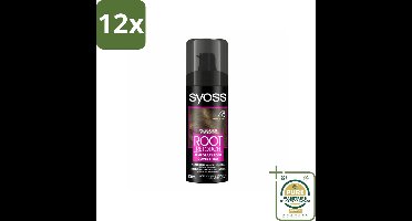 SYOSS - Uitgroeispray Middenbruin - Directe Grijsdekking - Voordeelverpakking - 12 stuks - Uitgroei spray - Tijdelijke haarverf