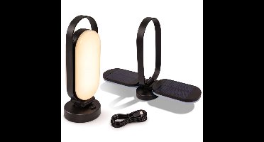 FlinQ Solar Tafellamp PineGlow - Oplaadbare Tafellamp voor Buiten - Campinglamp - Hanglamp - Draadloze Tafellamp