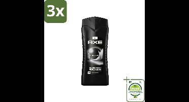 3 x Axe 3-in-1 Douchegel XL Black 400 ml - Grootverpakking - Douchegel - Axe - Black - Bevroren Peer - Cederhout