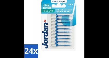 24 x Jordan Clean Between Sticks Regular 40 stuks per verpakking - Tandplak Verwijderen - Tandenstoker - Mondhygiëne - Tanden Reinigen - Tandenborstel