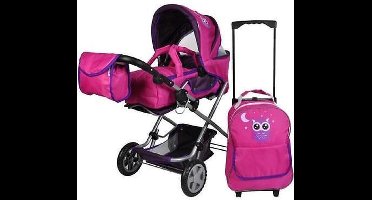 Combi Poppenwagen Luke met Trolley Pink Owl 61439