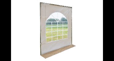 Partytent zijwand PVC met ramen | 2 meter | 200cm hoog - Premium PVC | Grijs / wit