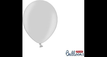 """Strong Ballonnen 23cm, Metallic zilver Snow (1 zakje met 50 stuks)"""