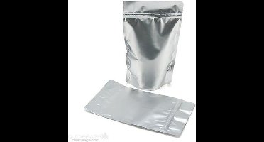 Stazakken Zilver 17x8x28,5cm | 340 gram (100 stuks) | Doypacks | Stand up pouches