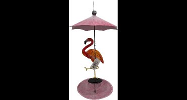 Tuindecoratie, Vogelvoerbakje met Flamingo, Art Bizniz, Roze, BW24198, Metaal, 30x30x53 cm