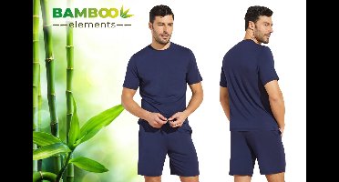 Bamboo Elements – Pyjama Heren – Shortama Heren – Navy XL - Pyjama Heren Volwassenen – Shortama’s – Pyjama Set