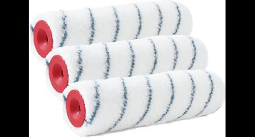 Set van 3x stuks sorex muur vacht anti-spat verfroller - nylon - pluisvrij - 7 x 18 cm - verfspullen - schildersbenodigheden