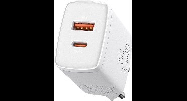 Compact 2 in 1 Oplader | USB C en USB A Lader | 20W | Wit