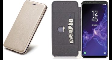 Hoesje geschikt voor Samsung Galaxy S9 - Kunstlederen Wallet Hoesje Goud met Siliconen Houder - Portemonee Hoesje