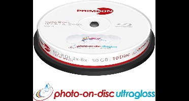 Primeon BD-R DL 50GB/2-8x Cakebox (10 Disc) GLOSSY WATERPROOF Printable