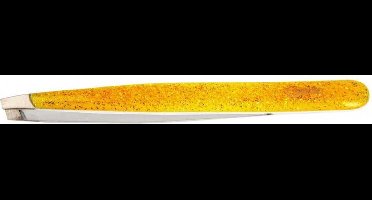 Credo Glitterpincet – RVS – Schuin – Geel – 9,5 cm
